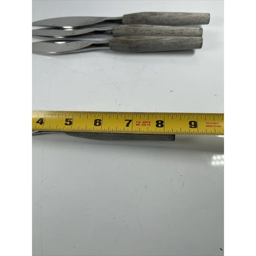 4 Vintage MODE DANISH Steak Knives MCM Gray Wood Farmhouse STAINLESS Shefield